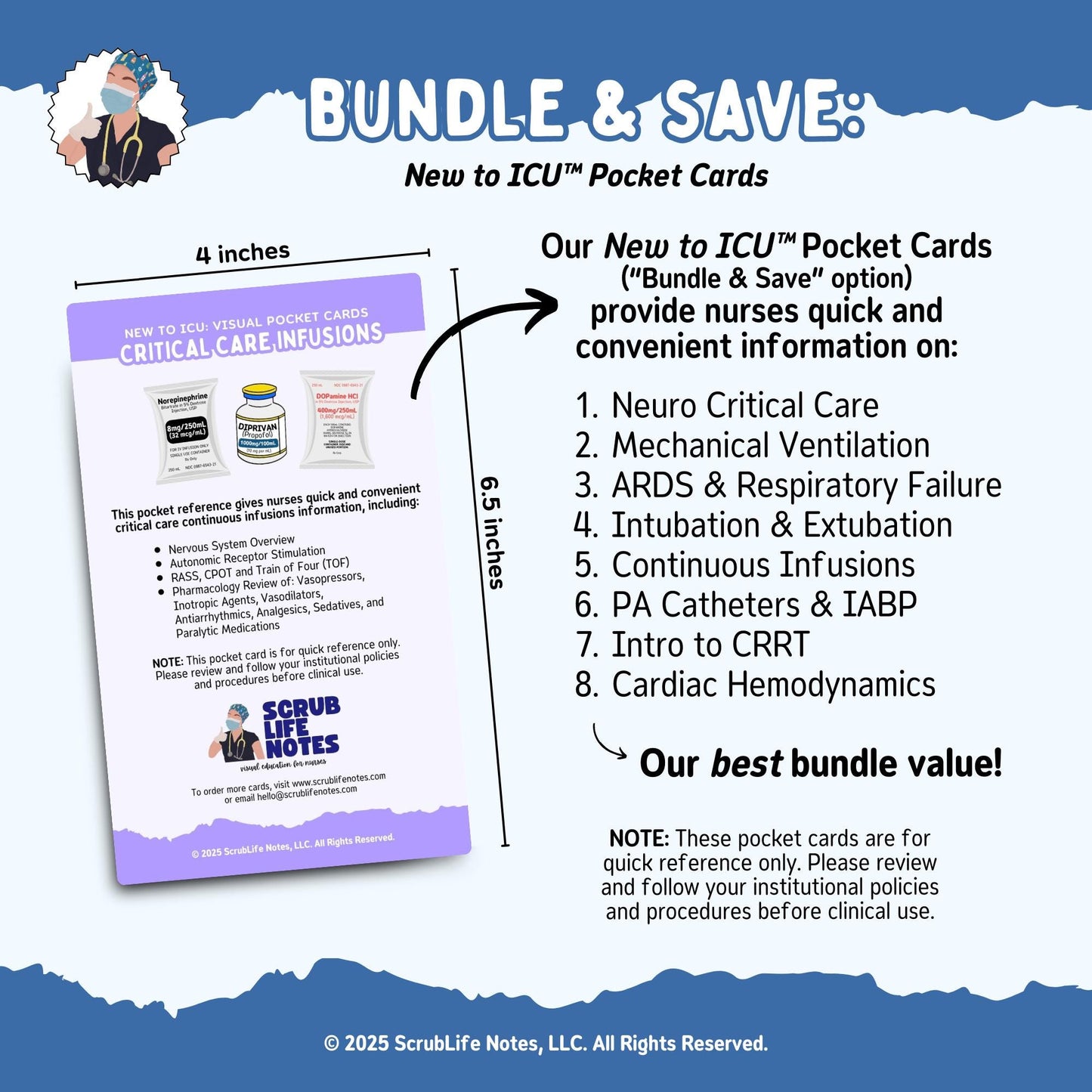 Ultimate ICU Pocket Card Bundle | New to ICU™ Quick Reference | Visual Education Cheat Sheet for Nurses, Nursing Students, and Preceptors