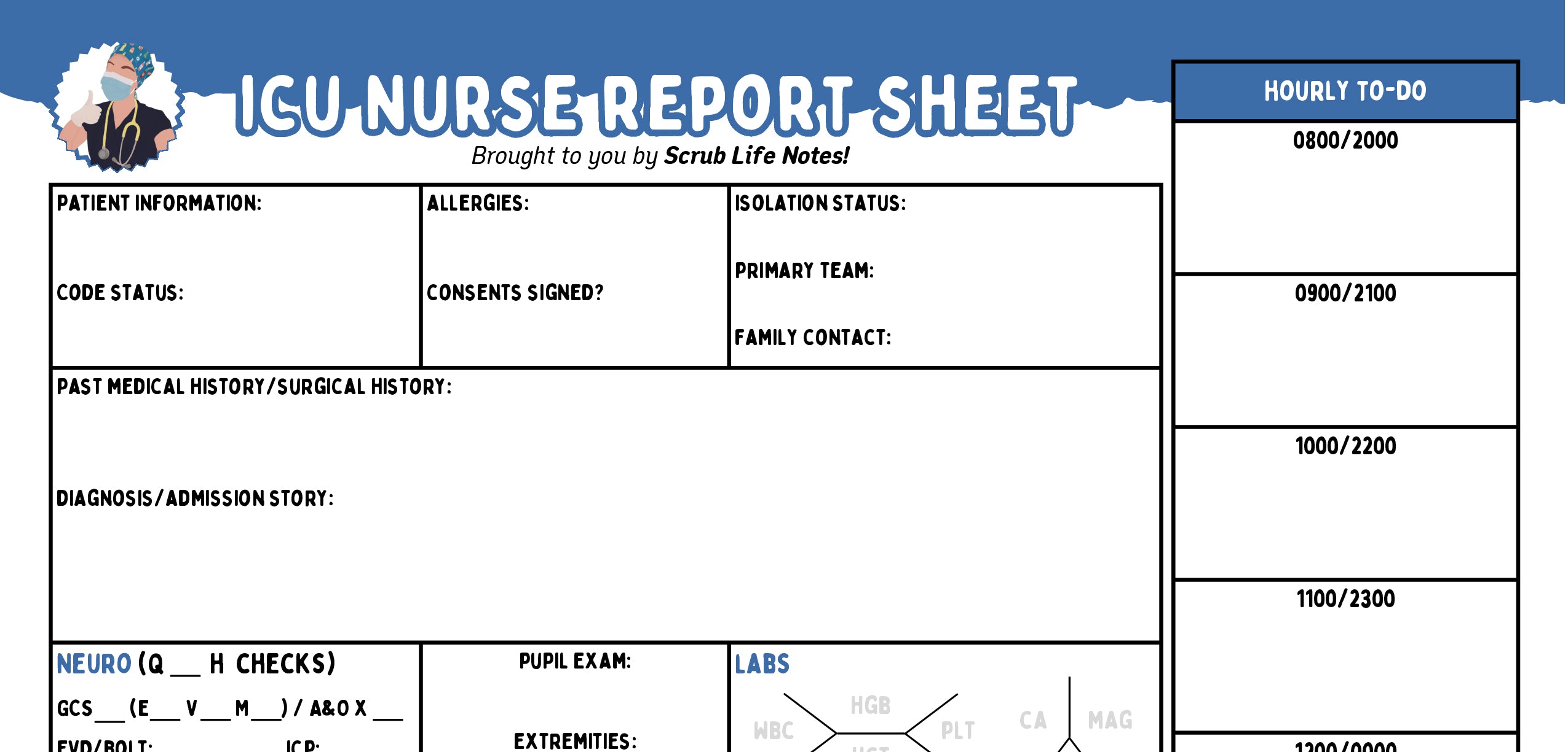 Icu Observation Note Free Resources – ScrubLifeNotes®