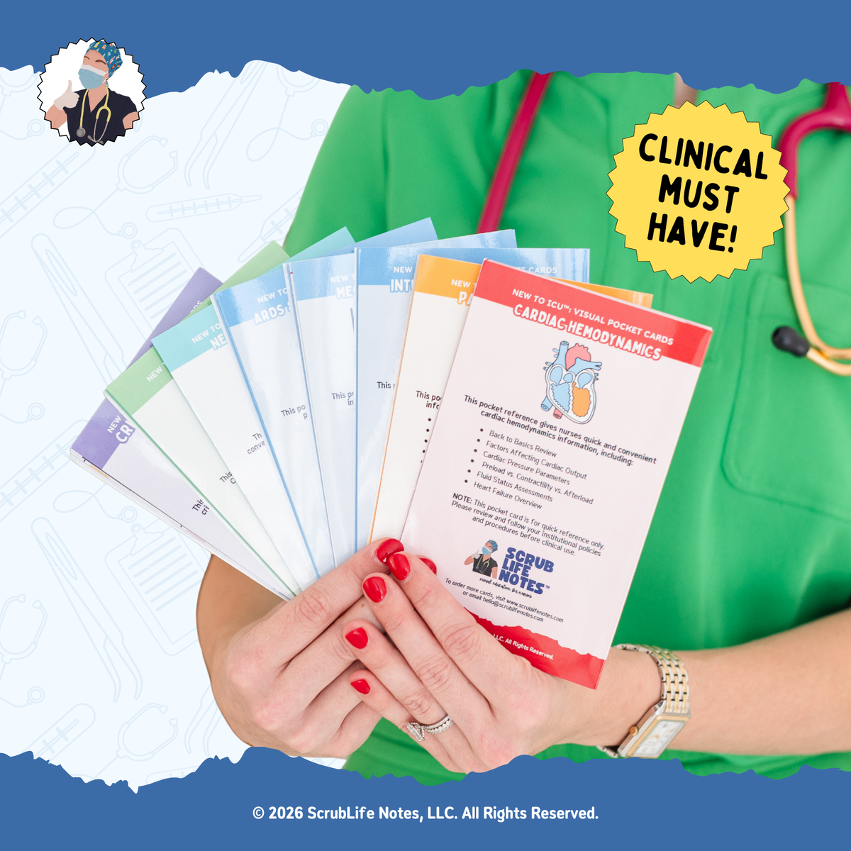 Ultimate New to ICU® Pocket Card Bundle – 8-Card Set – ScrubLifeNotes®