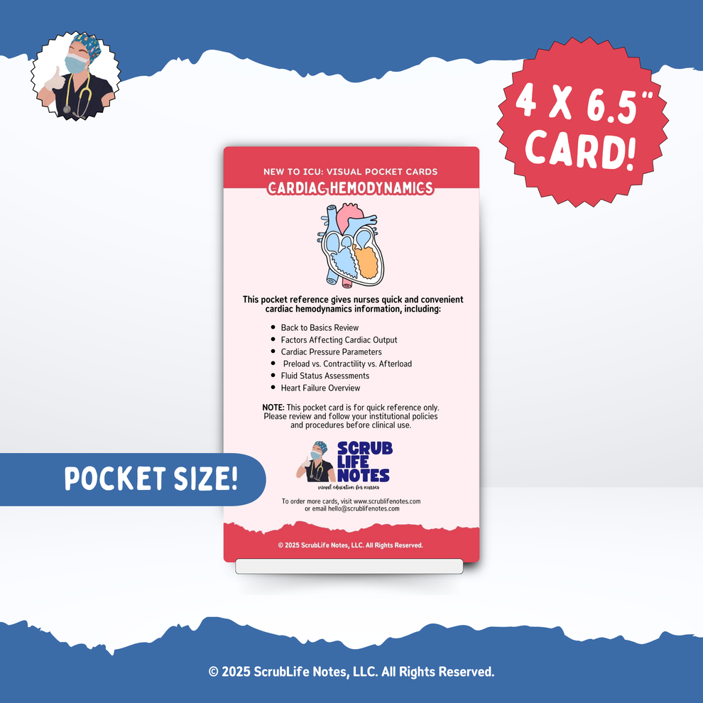 Cardiac Hemodynamics Pocket Card – ScrubLifeNotes®