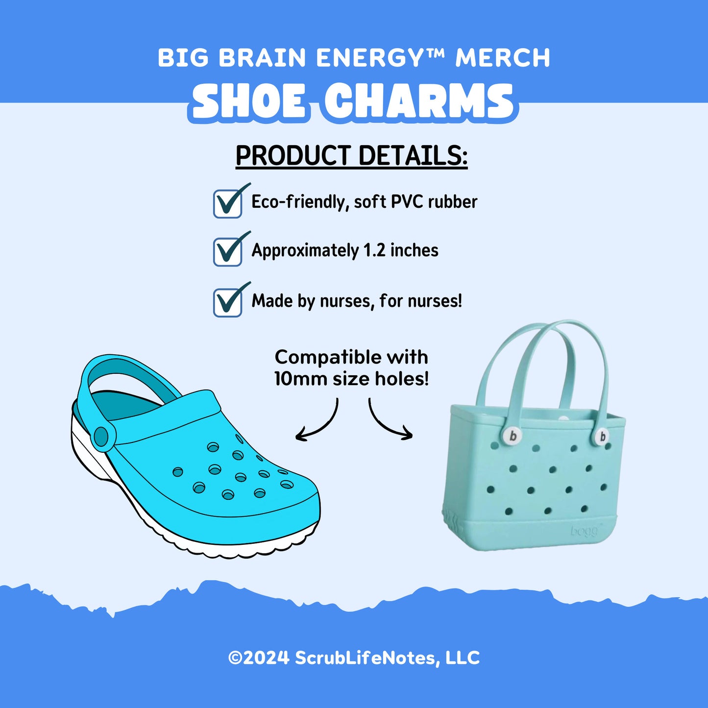 Big Brain Energy Croc Charms, Nursing Jibbitz, Nurse Gifts, BSN Graduation gift, ICU Nurse